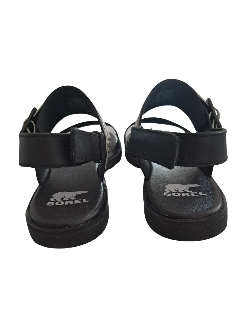Sorel Ella III Leather Black Sandals Womens Size 6 New